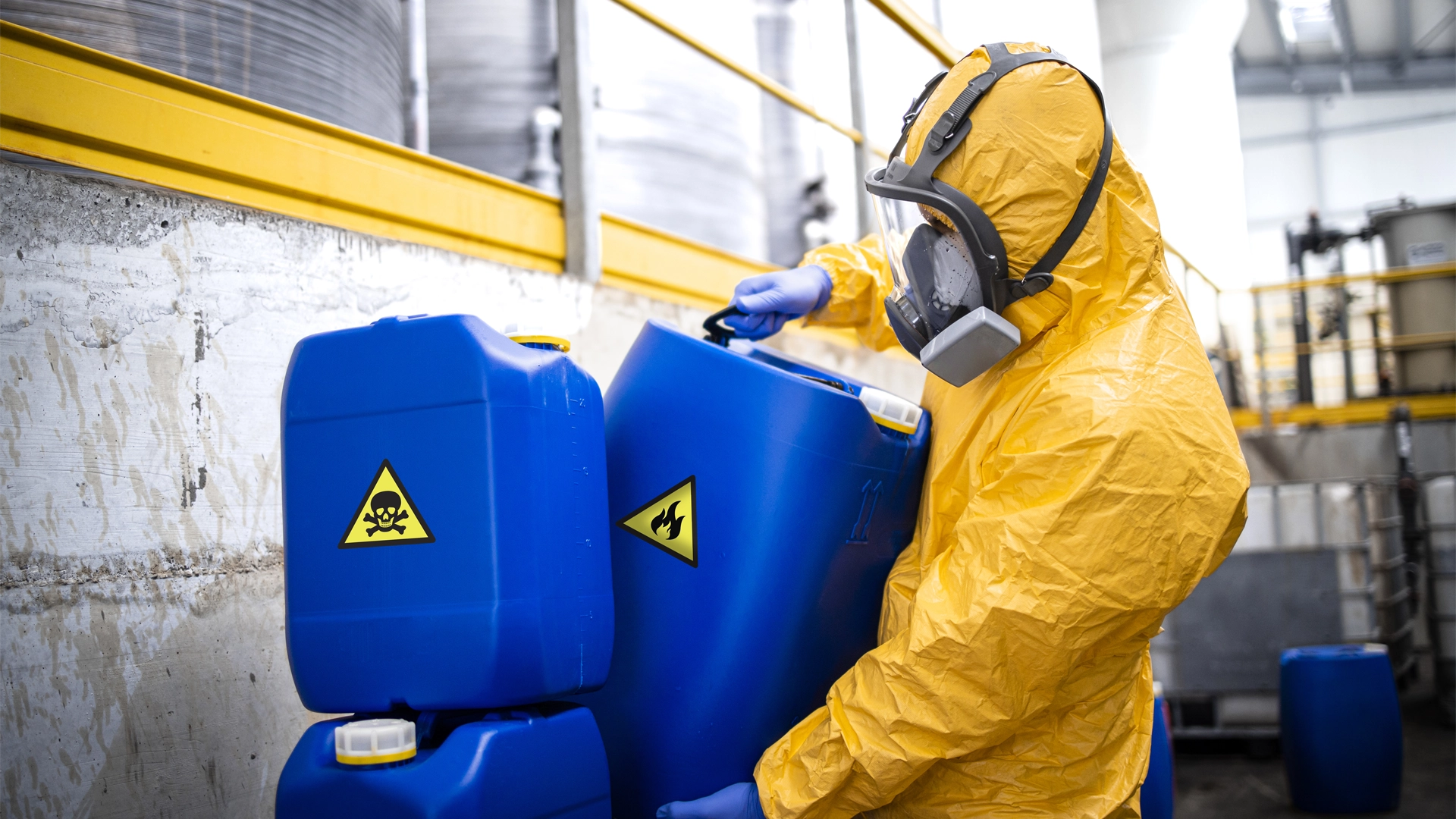 A man handling hazardous materials